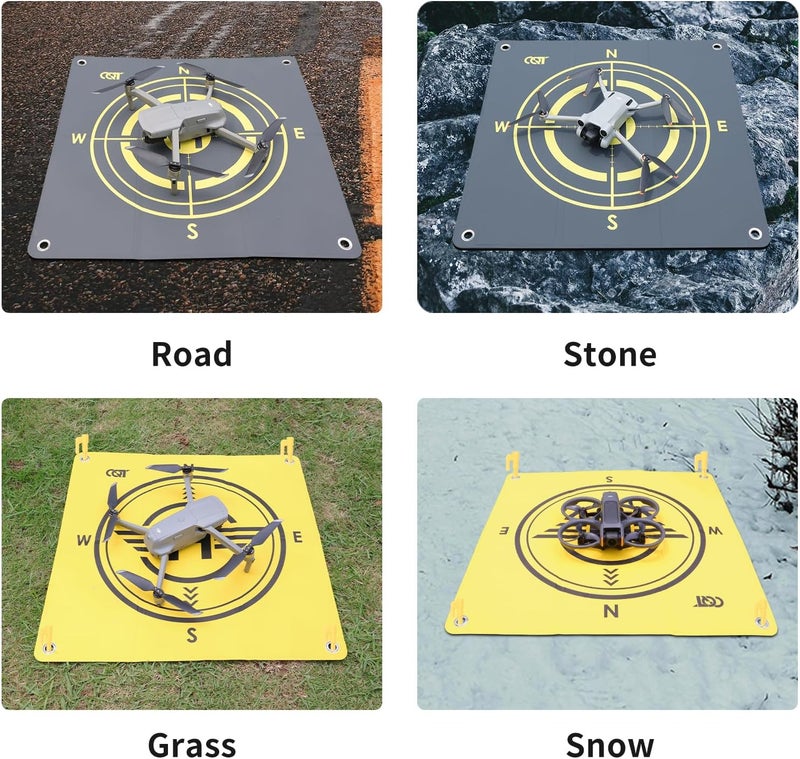 CQT Drone Landing Pad Universal Waterproof Weighted Portable Fast-Foldable Helipad Launch for DJI Mavic 3 Pro/Mini 2 SE/Air 2 2S/Mini 3 4 Pro/Mavic 2/Holy Stone/FPV/Avata 2/RC Quadcopters Accessories (55CM Yellow+Dark Gray) - Image 4